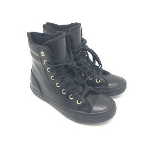 CONVERSE CT ALL STAR Sz 1 LEATHER FUR BOOT JUNIOR
